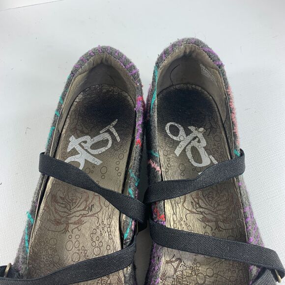 OTBT Womens Ballet Flats Embroidered Boho Mary Jane Straps Grey 8 Hippie - Picture 11 of 11